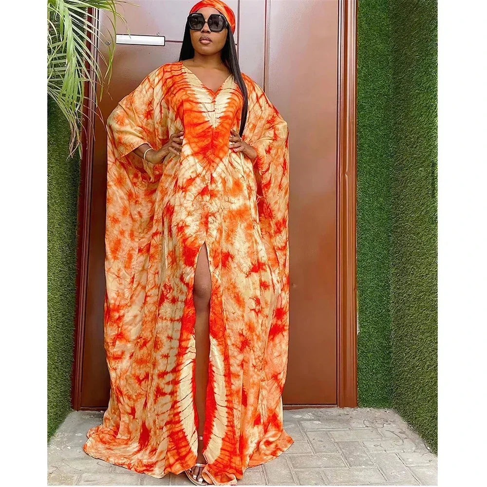 African Dresses for Women Hijab Kaftan Print Loose Boubou Robe Africa Clothes Ankara Dashiki Dubai Abaya Scarf Gown Caftan Dress