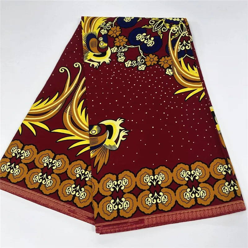 6 Yards High Huality Ankara Fabric African Real Wax Print 100% Cotton Soft Tissus Wax Africain For Sewing Material K102002